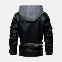 Bravado Mens Leather Jacket with Hood