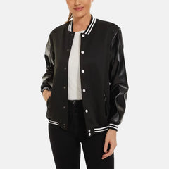 Classic Crest Leather Bomber Jacket for women | Order Now