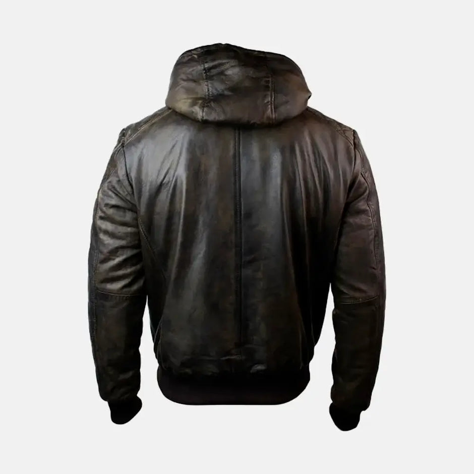 LAST NEST ✴︎ HOODED LEATHER FLIGHT JACKET HOODIES