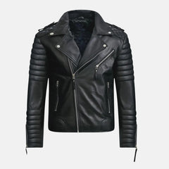 Kyren Quilted Sleeves Leather Zipper Coat