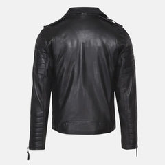 Kyren Quilted Sleeves Leather Zipper Coat