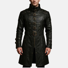 Nightborn Gothic Leather Trench Coat Men
