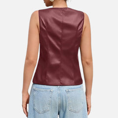 Sleeveless Leather Vest Business Casual Suit Blazer Style