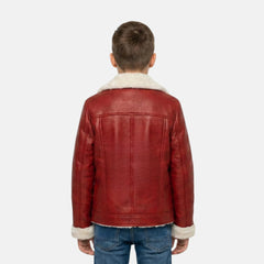 Winter Christmas kids leather jacket