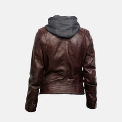 Sybil Sable Hooded Biker Jacket Womens