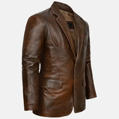 Tristan Brown Leather Blazer