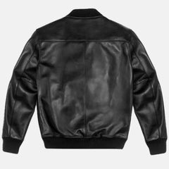 Valkyrie Vanguard Leather Bomber Jacket for Men | Black