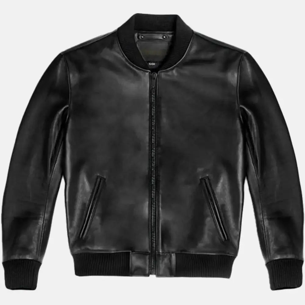 Valkyrie Vanguard Leather Bomber Jacket for Men | Black