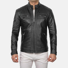 Declan Black Leather Biker Jacket