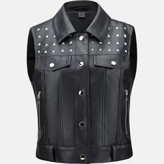 Urban Grit Leather Vest for Women